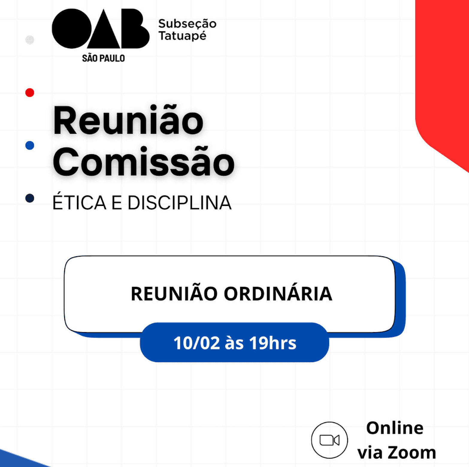 Reunião Comissão ÉTICA E DISCIPLINA