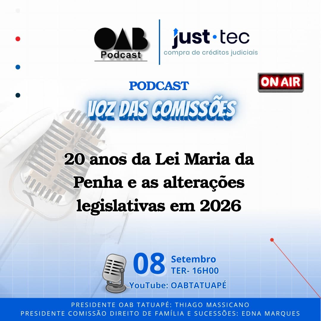 🎙️ PODCAST: 20 anos da Lei Maria da Penha e as alterações legislativas em 2026
